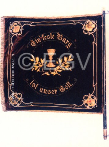 Fahne des evangelische Männervereins Eving der Lutherkirche, gegründet 1902. (Vorderseite)