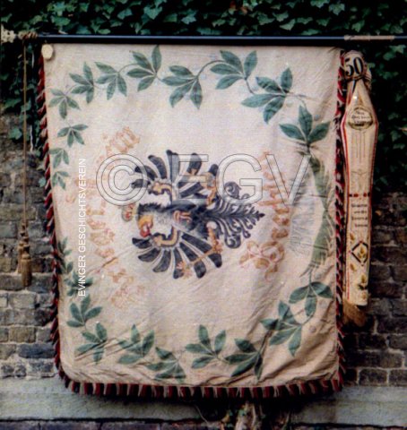 Fahne des Kriegervereins Brechten 1870 (Vorderseite).