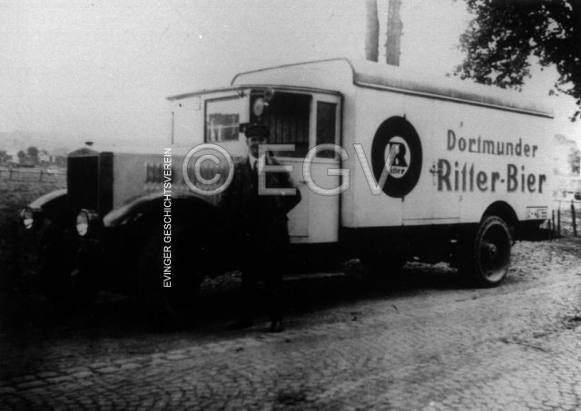 Auslieferungs-LKW Ritterbier, Lindenhorst. Um 1926.