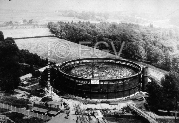 Bau des Gasometers der Kokerei Minister Stein, um 1934