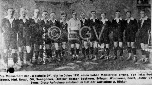 Fußballmannschaft Westfalia-09-Eving; um 1933